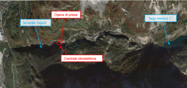 Vista dall'alto del progetto della nuova centrale del Vajont